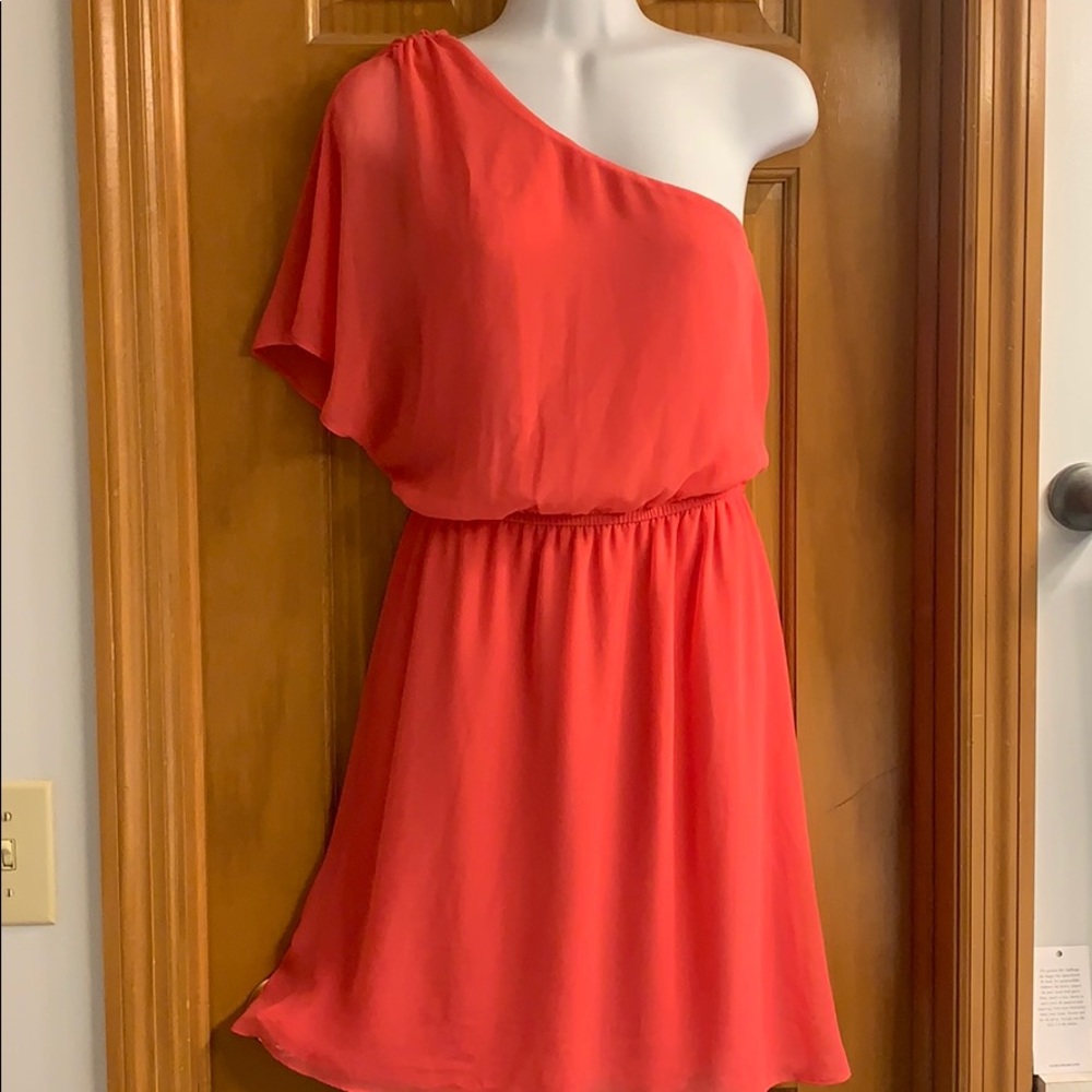 One shoulder Coral Express dress